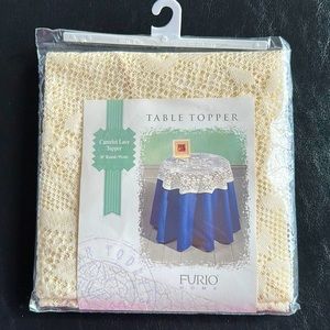 36” Cream Color Round Lace Table Topper